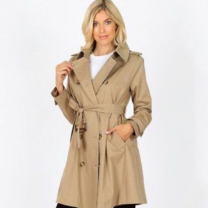 Belted Double Breasted Trench Coat Jacket